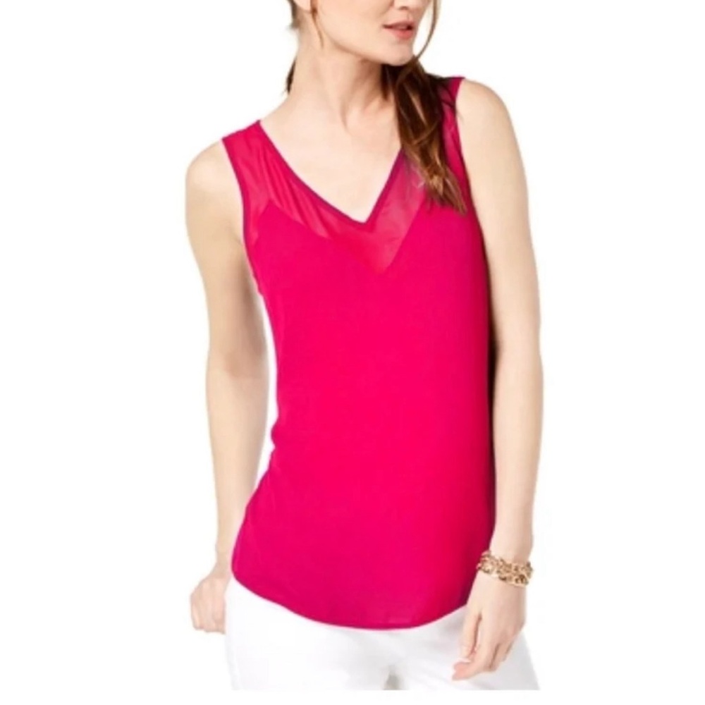 New Women’s Medium INC International Concepts Pink Illusion Trim Tank Top